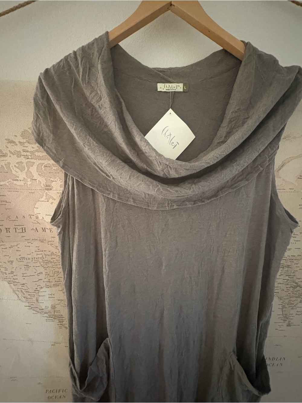 🆕Chalet Et Ceci Cowlneck Sleeveless Dress Asymmetrical Dress NWT Large - Picture 2 of 9